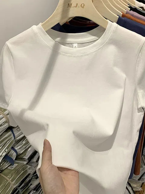 Camiseta de mujer, camiseta para niña, ropa para mujer, tops, camiseta de algodón, camiseta femenina de manga corta, camiseta de primavera, top sexy Y2k blanco