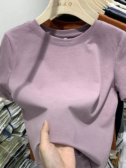 Camiseta de mujer, camiseta para niña, ropa para mujer, tops, camiseta de algodón, camiseta femenina de manga corta, camiseta de primavera, top sexy Y2k blanco