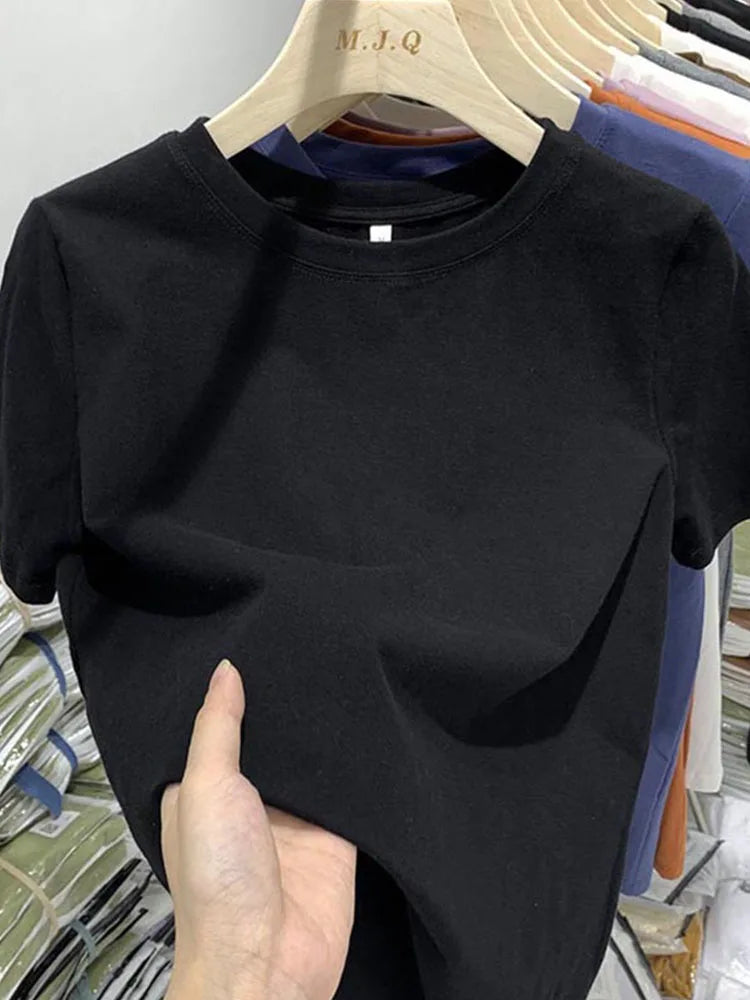 Camiseta de mujer, camiseta para niña, ropa para mujer, tops, camiseta de algodón, camiseta femenina de manga corta, camiseta de primavera, top sexy Y2k blanco