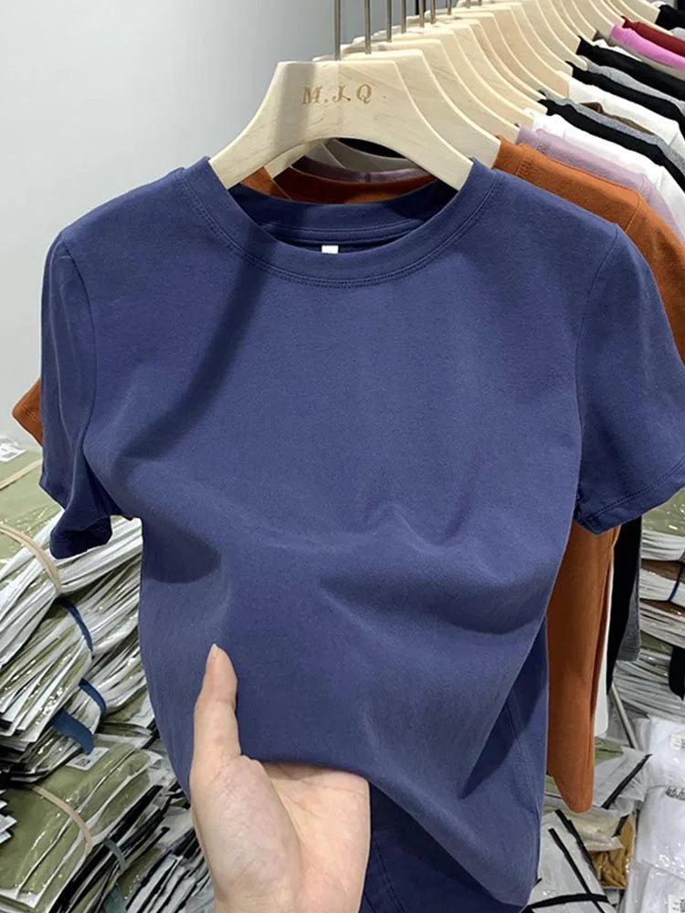 Camiseta de mujer, camiseta para niña, ropa para mujer, tops, camiseta de algodón, camiseta femenina de manga corta, camiseta de primavera, top sexy Y2k blanco