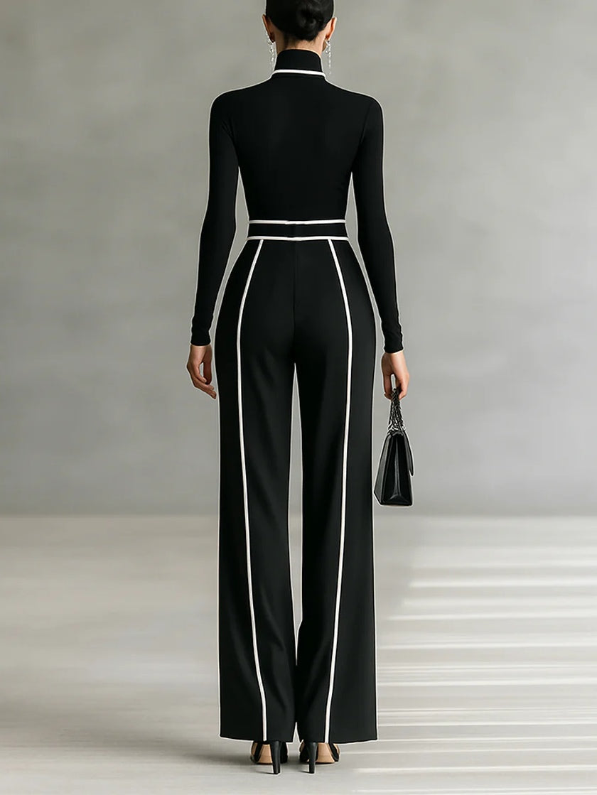 Linda™ | High-Neck Top & Wide-Leg Pants Set with Belt
