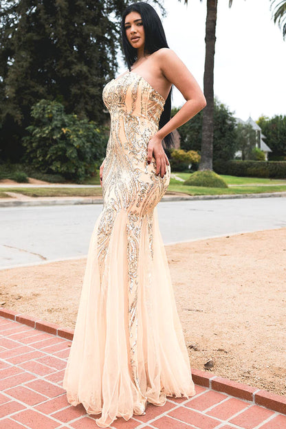 Symphony - Sequin Sheer Mesh Formal Mermaid Maxi Drss