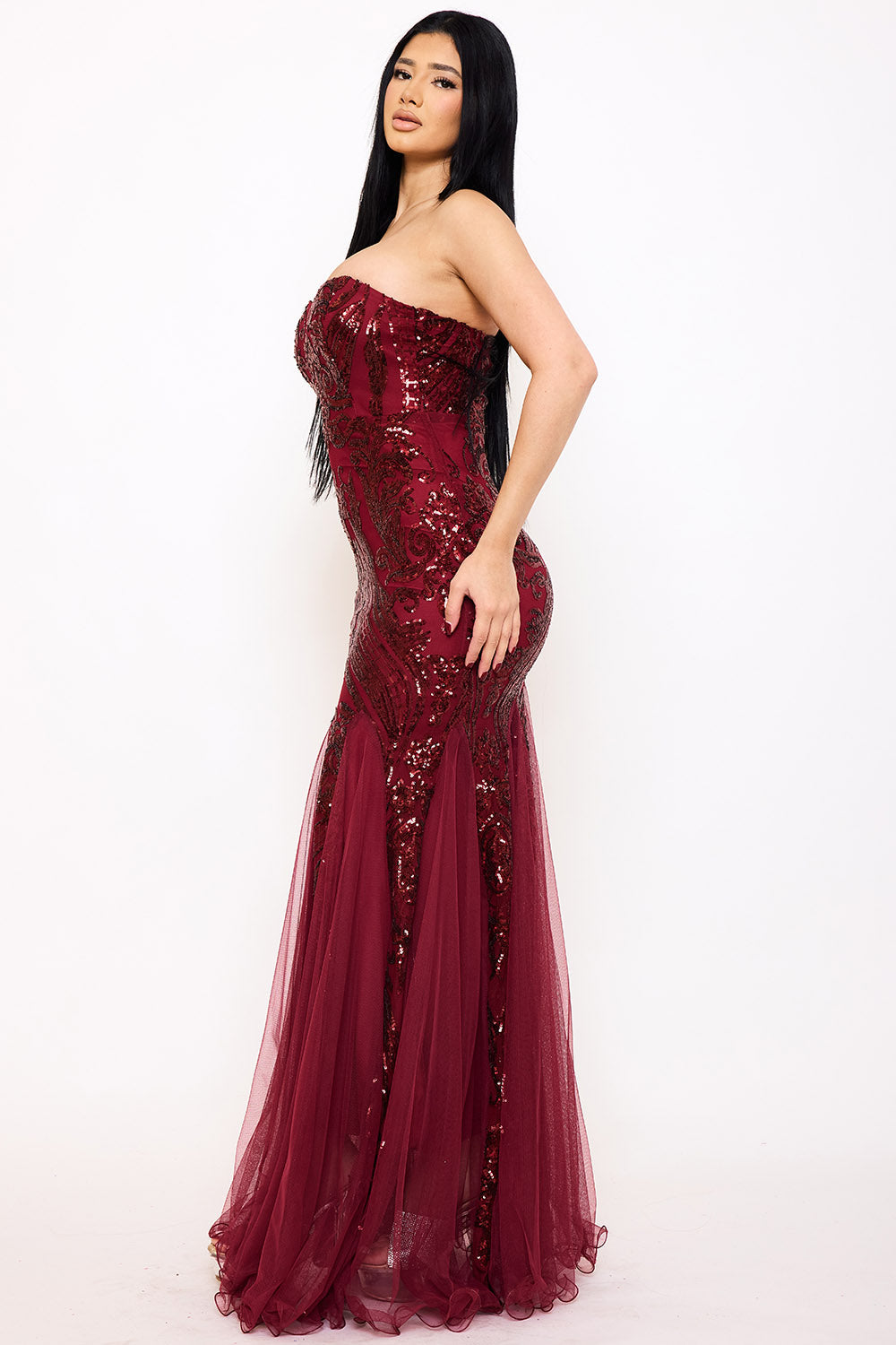 Symphony - Sequin Sheer Mesh Formal Mermaid Maxi Drss