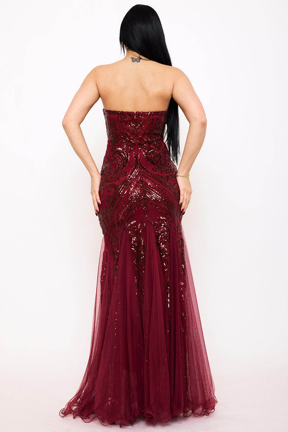 Symphony - Sequin Sheer Mesh Formal Mermaid Maxi Drss