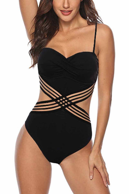 Traje de baño negro sexy sin espalda para mujer