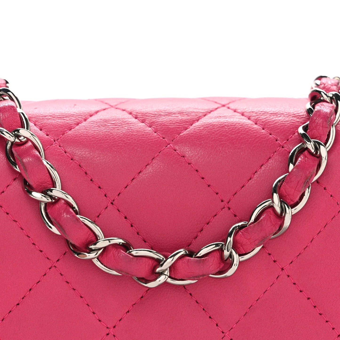 Lambskin Quilted Mini Square Flap Dark Pink