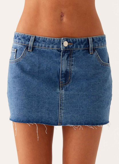 Kamen Low Rise Mini Skirt - Indigo Denim
