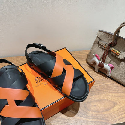 HM 25 Heracles Sandal Black Brown Calfskin