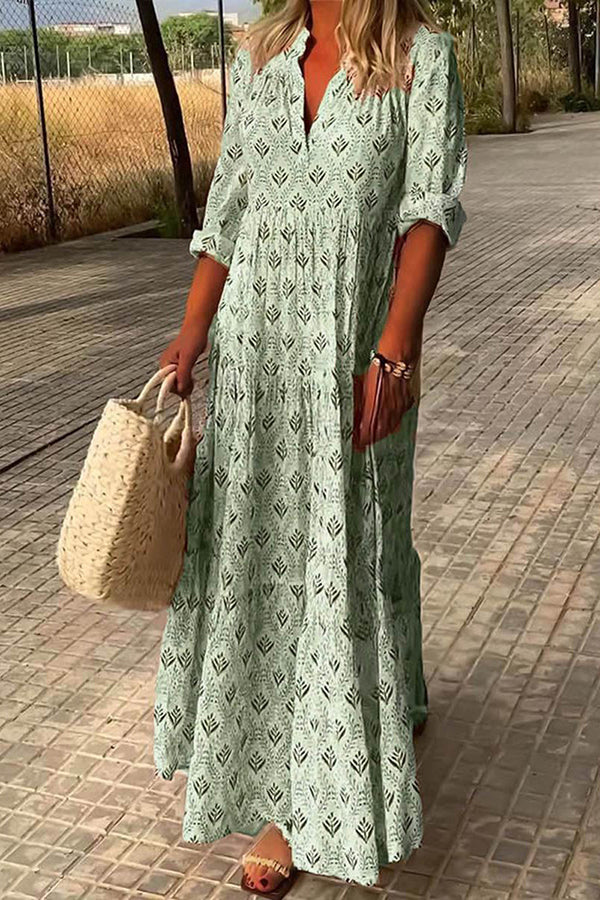 Vestidos plisados informales con cuello mandarín y estampado de patchwork universitario