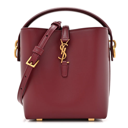 Shiny Calfskin Le 37 Mini Bucket Bag Rouge Merlot