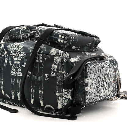 Sequin Nylon Lambskin Astronaut Essentials Backpack Black White