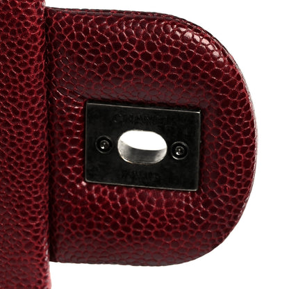 Iridescent Caviar Quilted Large Chic Flap Red