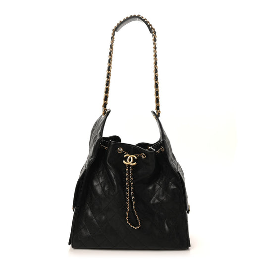 Caviar Quilted Medium Chanel 25 Handbag Black