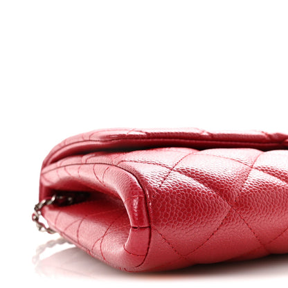 Caviar Quilted Clutch With Chain Flap Red