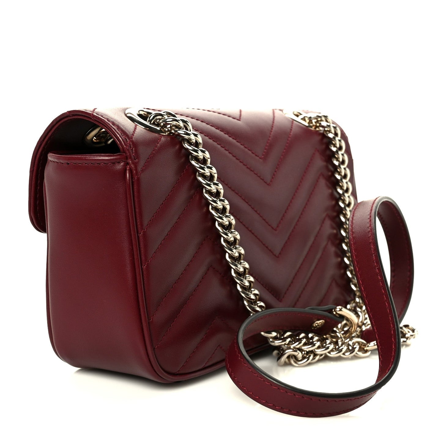 Lambskin Matelasse Small GG Marmont Shoulder Bag Rosso Ancora