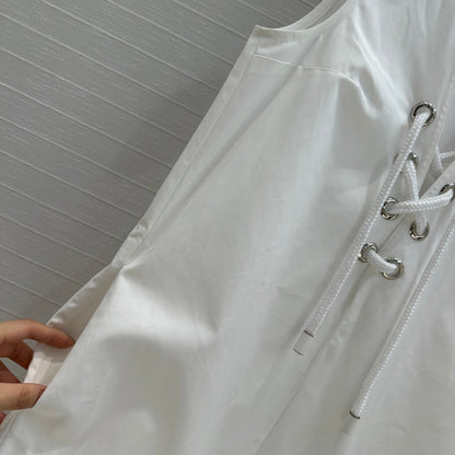 Prada 25 Sleeveless Dress White Cotton