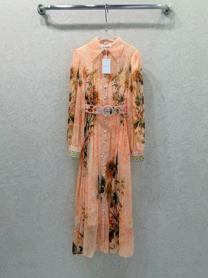 Zimmermann Afya Floral Belted Maxi Shirtdress Floral Chintz Print Cotton 347320