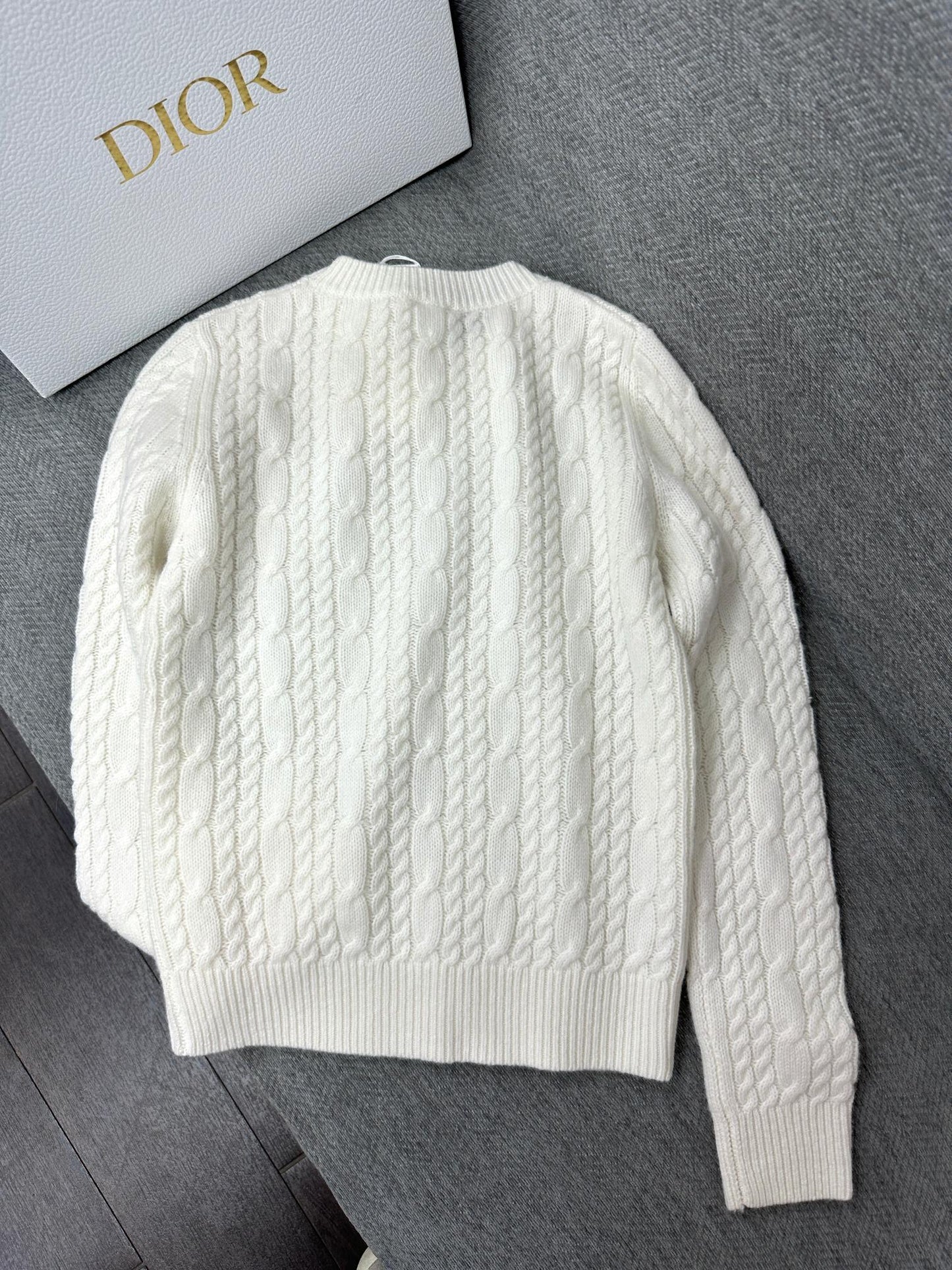 CD Sweater Beige Cashmere Twisted Knit 345309