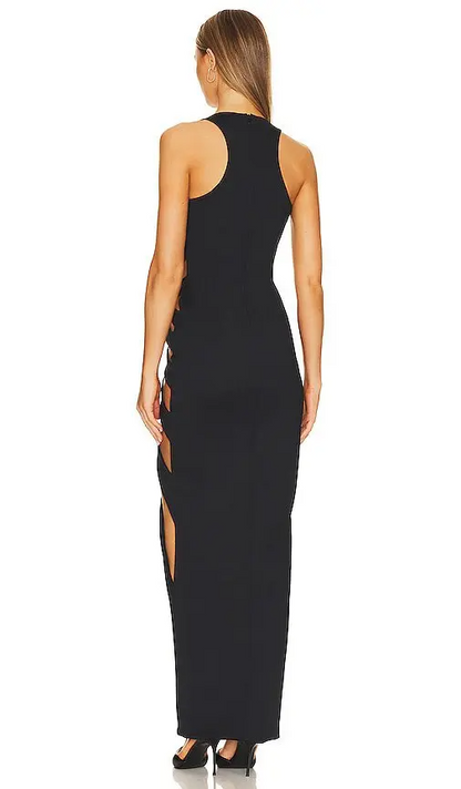 Vestido midi con escote de murciélago y aberturas 