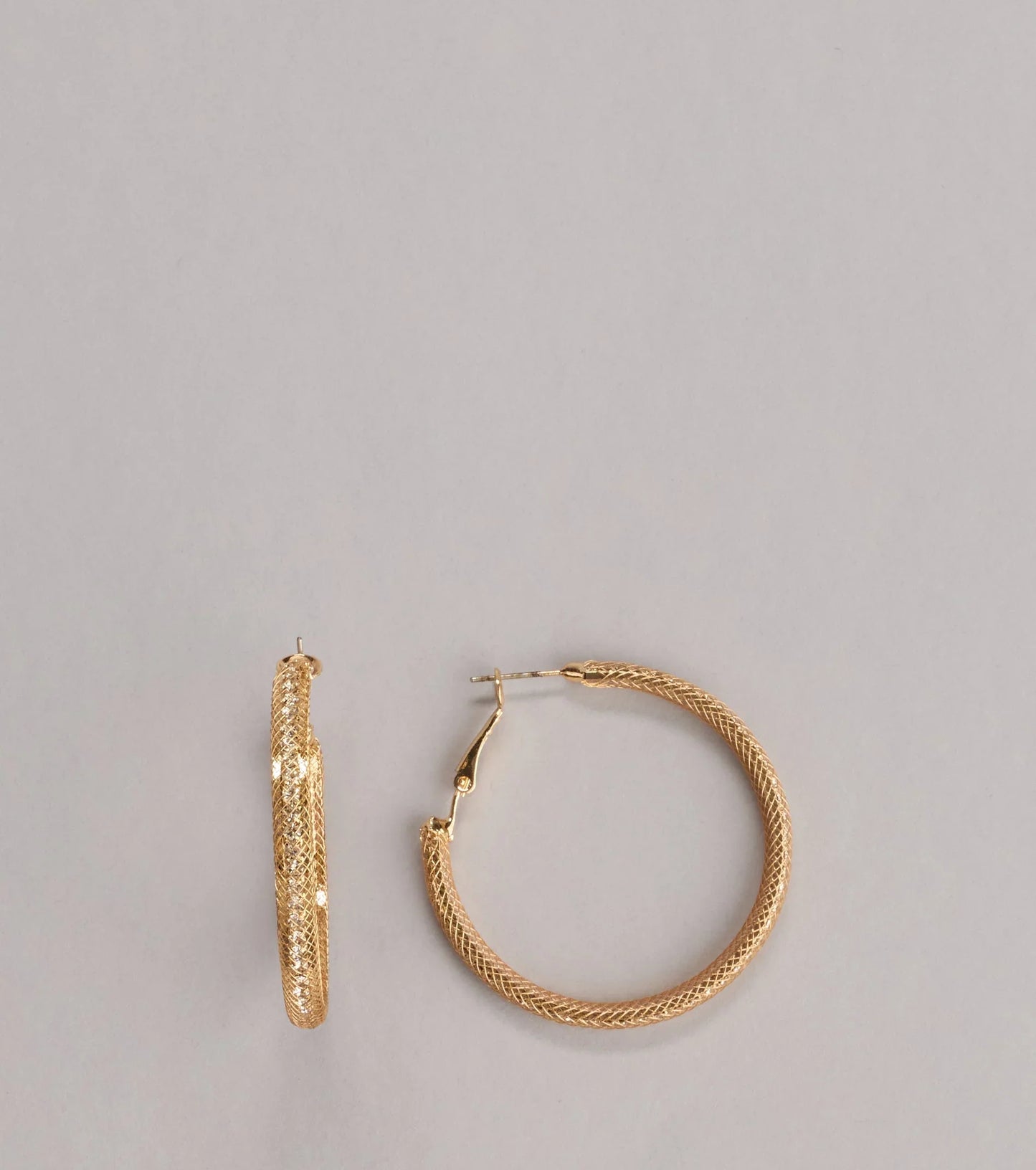Classic Twist Rhinestone Hoop Earrings