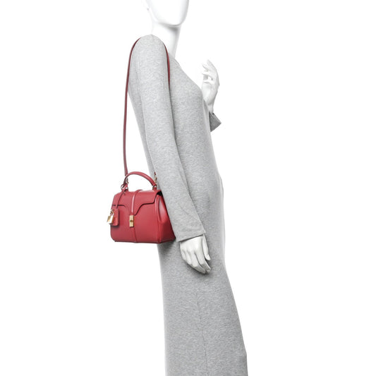 Satinated Calfskin Mini 16 Top Handle Bag Raspberry