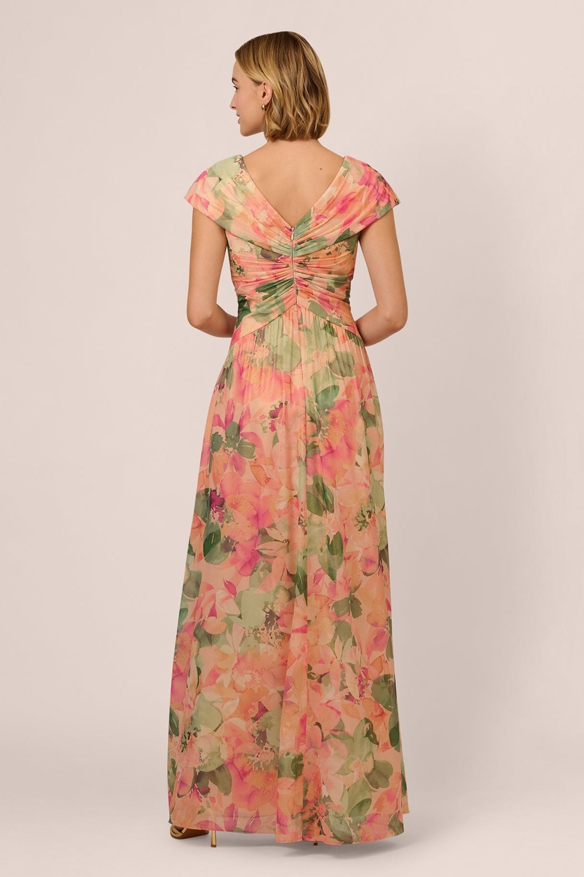 Vestido largo con mangas cortas y estampado floral Angela 