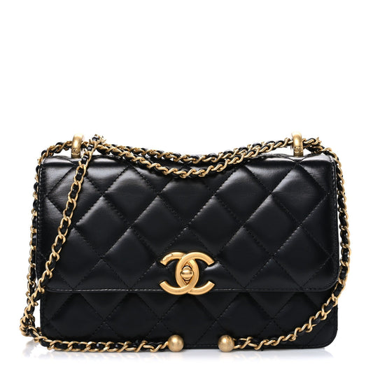 Calfskin Quilted Mini Perfect Fit Flap Black