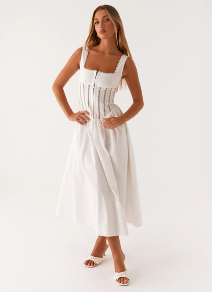 Waiting On You Midi Dress - White