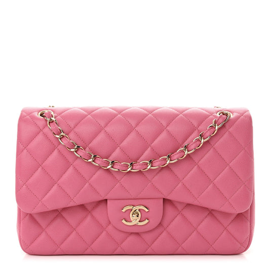 Caviar Quilted Jumbo Double Flap Pink
