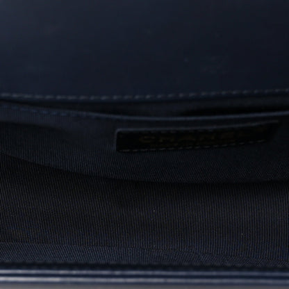 Lambskin Quilted Medium Boy Flap Dark Navy