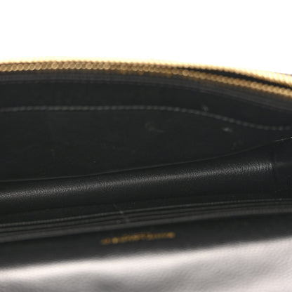 Grain De Poudre Matelasse Chevron Monogram Envelope Chain Wallet Black