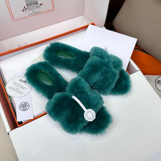 HM Oran Sandal Turquoise Wool Velvet 598192
