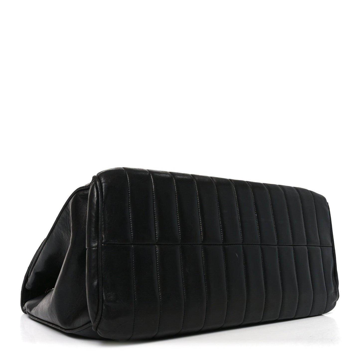 Lambskin Vertical Quilted XL Jumbo Single Flap Black