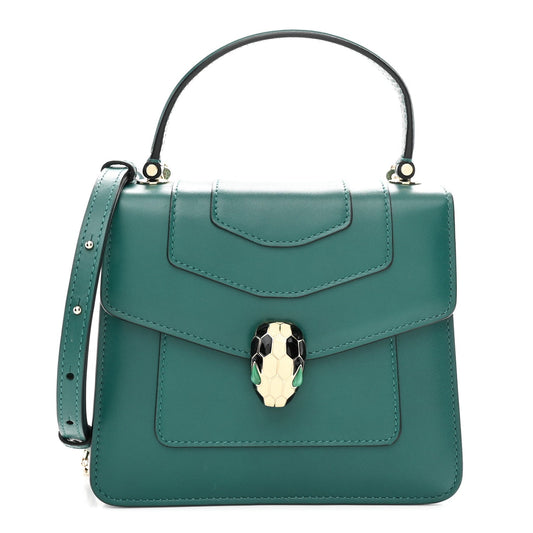 Calfskin Serpenti Forever Top Handle Emerald Green