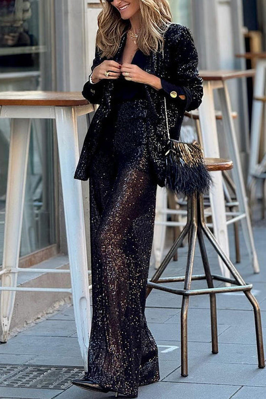 Blazer holgado de fiesta con solapa de lentejuelas y detalle especial