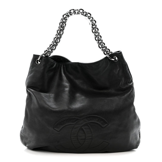 Lambskin Large Soft and Chain Hobo Black