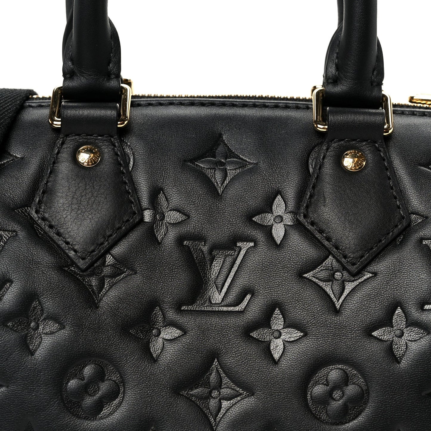 Lambskin Embossed Monogram Speedy 22 Bandouliere Black