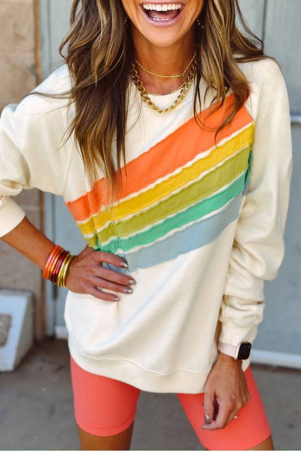Sudadera con bloques de color arcoíris albaricoque 