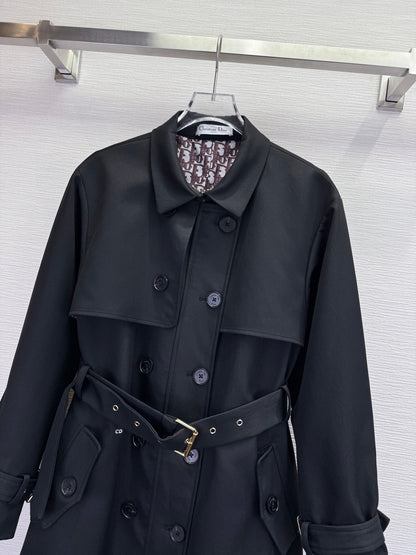 CD 25SS Long Trench Coat Black Cotton 306563