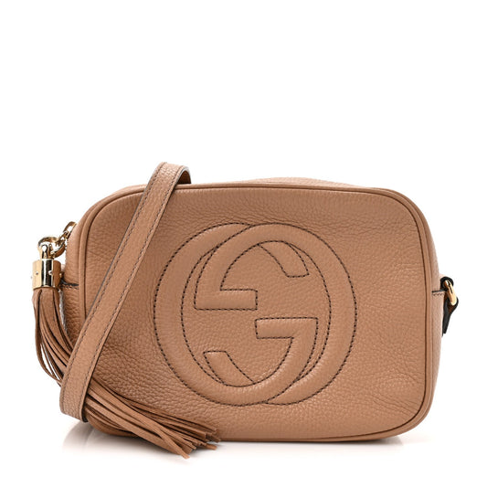 Pebbled Calfskin Small Soho Disco Bag Camelia