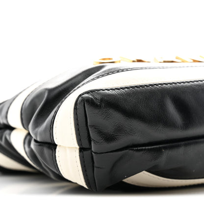 Shiny Calfskin Striped Mini Chanel 22 Black White