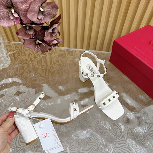 High Sandal 86mm In White Cowhide 102066