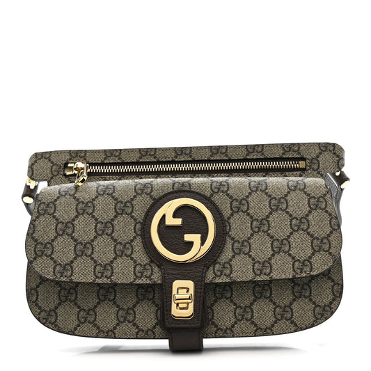 GG Supreme Monogram Textured Dollar Calfskin Blondie Belt Bag Beige Ebony New Acero