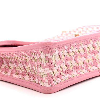 Metallic Lambskin Viscose Woven Flap Pink Gold