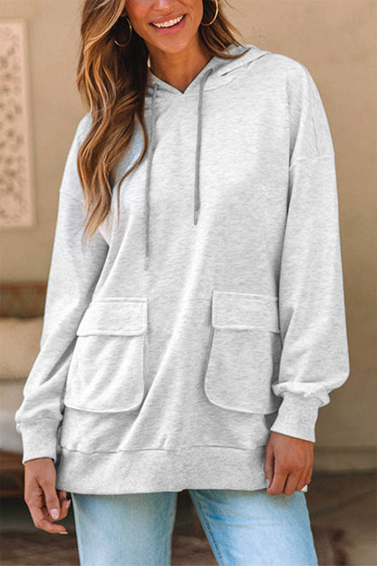 Sudadera con capucha, manga larga, bolsillo y cordón ajustable