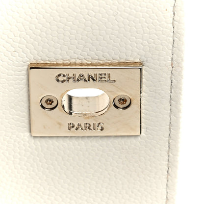 Caviar Quilted Mini Coco Handle Flap White