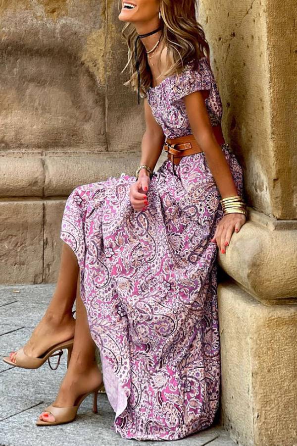 Vestido Magda de un solo hombro con cinturón fino y accesorios