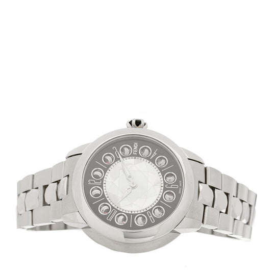 Stainless Steel Mother of Pearl Topaz Spinel 38mm Ishine Rotating Gem Two Tone Quartz Watch Black