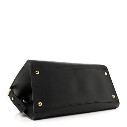 Soft Grain Calfskin Large Tote Bag Black