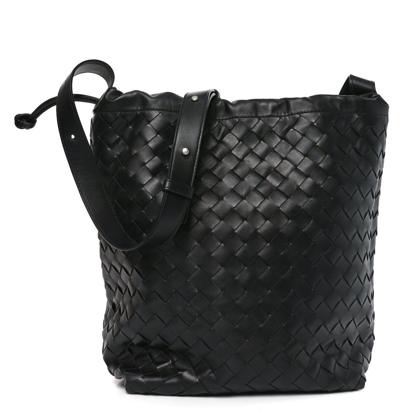 Nappa Intrecciato Biblioteca Bucket Bag Black